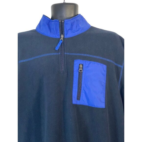 Vintage 1946 Mens Polar Fleece Mixed Media Zip Pocket Long Sleeve Mock Neck XXL - Picture 4 of 9